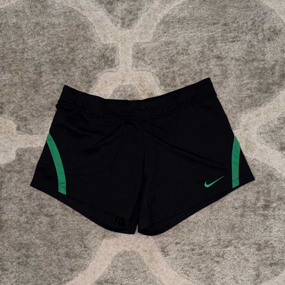 Nike Women's Athletic Shorts in Black with Green Accents